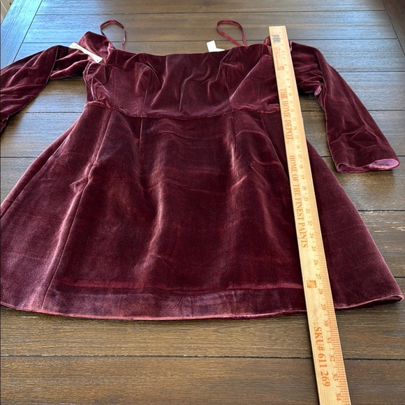 Anthropologie Velvet Off-Shoulder Mini Dress - Mauve - Picture 5 of 13